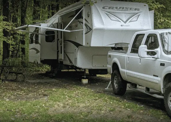 Basic Campsite With 5th Wheel Trailer
