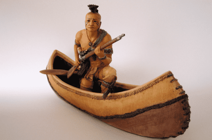 Native American Indian In a canoe