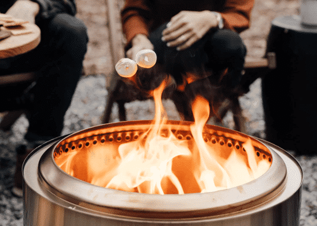 Solo Stove smokeless firepit with marshmallows