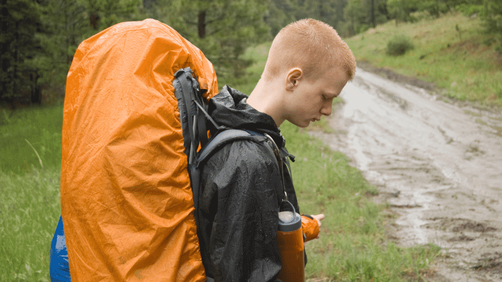 Use Rain Covers, Pack Liners, Waterproof Compression Sacks, and Dry Bags to keep rain off your gear