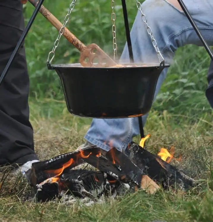 campfire pot with rice